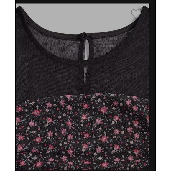 With Jules Big Girls Long-Sleeve Printed Mesh Combo Dress Size M - Picture 3 of 5